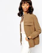 Asos Bomber Jacket With Formal Styling - Tobacco