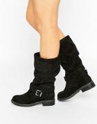 Asos Caitlin Slouch Biker Boots - Black