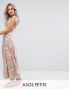 Asos Petite Open Back Maxi Dress In Pretty Floral - Multi