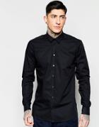 Minimum Smart Shirt In Stretch Cotton In Black In Regular Fit - Black