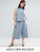 Asos Curve Asymmetric Wrap Culotte - Blue