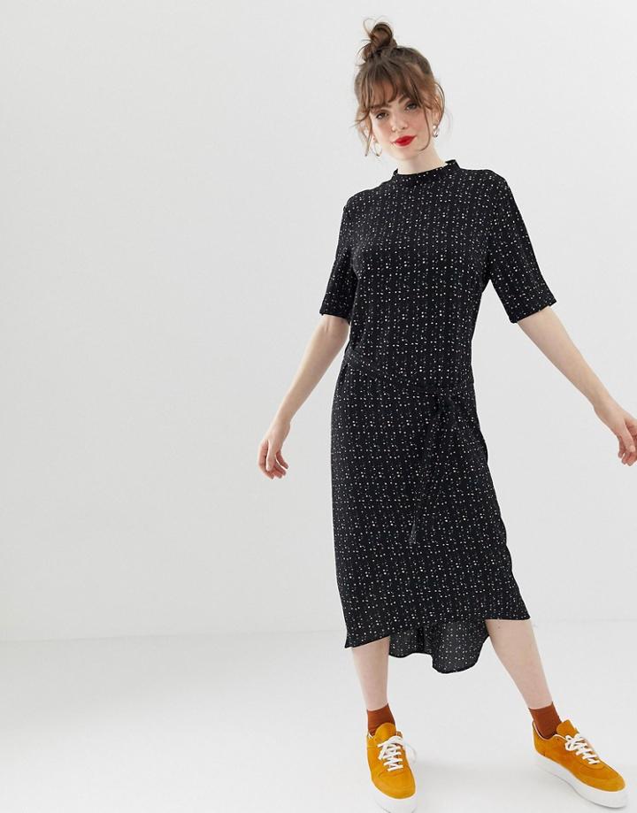 Jdy Dot Print Tie Waist Midi Dress - Multi