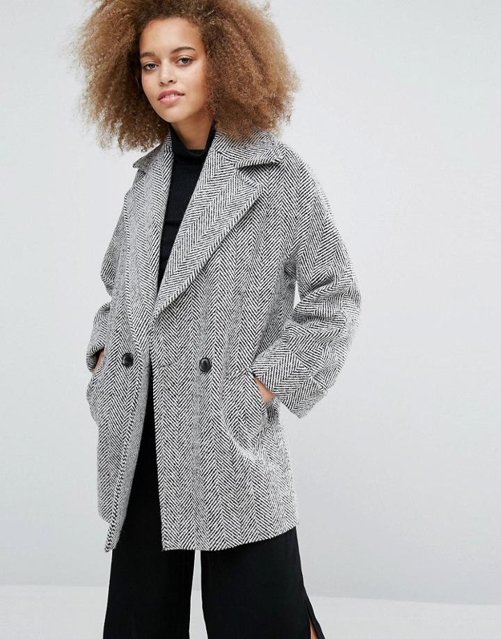 Helene Berman Tessa Coat In Ivory And Black - White