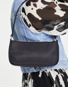 Asos Design Slim 90s Shoulder Bag In Black Nylon - Black
