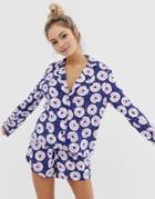 Asos Design Doughnut Pyjama Short Set In 100% Modal - Multi