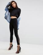 Asos Leggings With Lace Up Sides - Black