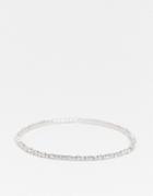 Asos Design Stretch Bracelet With Crystal In Silver Tone