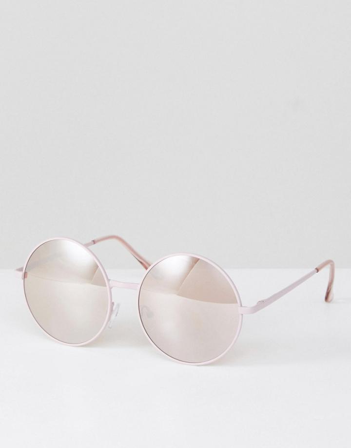 Jeepers Peepers Round Sunglasses In Rose Gold - Gold