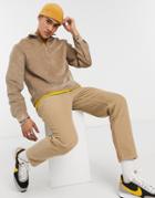 Asos Design Overhead Cord Overshirt In Stone-neutral