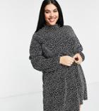 Simply Be High Neck Swing Dress In Black Polka Dot