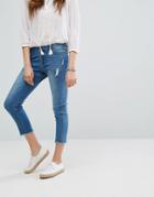 Gandys Raw Edge Cropped Denim Jeans - Blue