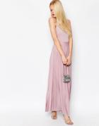 Asos Cami Maxi Dress With Pleated Skirt - Dusty Lilac