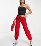 Asyou Nylon Cargo Pants In Red