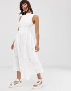 Asos White Broderie Midi Dress