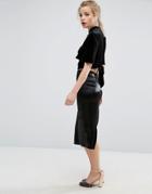 New Look Satin Midi Skirt - Black