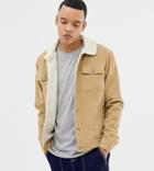 D-struct Tall Sherpa Lined Cord Trucker Jacket-stone