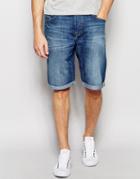 Lee Denim Shorts 5 Pocket Straight Fit In Blue Collective Mid Wash - Blue Collective