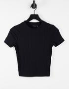 Asos Design Hourglass Slim Fit T-shirt In Rib In Black