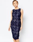 Coast Phillipa Artwork Lace Midi Dress In Navy - Navy