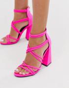 Co Wren Curved Block Heeled Strappy Sandals In Pink