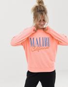 Asos Design Lounge Malibu Sweat Top-pink