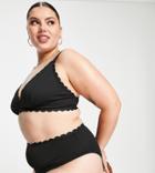 Peek & Beau Curve Exclusive Scallop High Waist Bikini Bottoms In Black