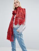 Genie By Eugenia Kim Linley Red And Burgundy Zebra Print Scarf - Red