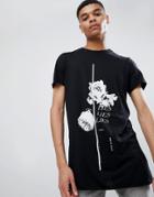 New Look Rose Print T-shirt - Black