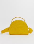 Glamorous Half Moon Mock Croc Crossbody Bag With Studding-yellow
