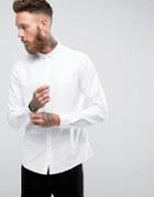 Asos Casual Slim Oxford Shirt In White - White