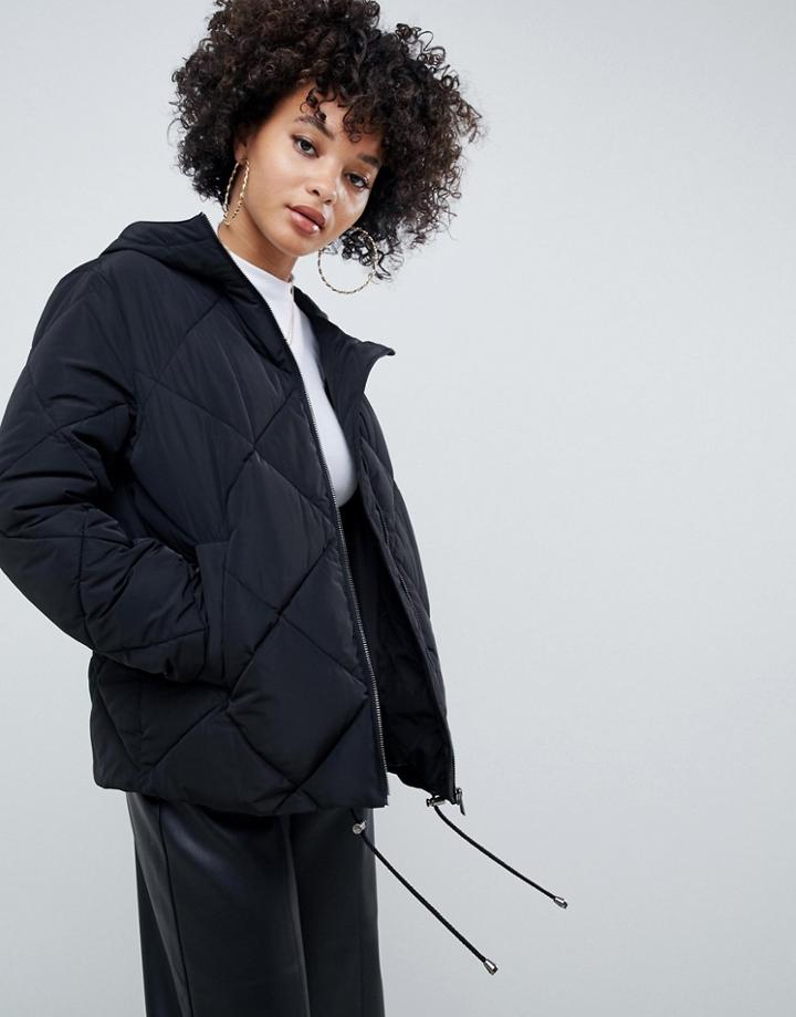 Asos Design Puffer Made With Recycled Plastic Bottles - Black
