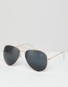 7x Avaitor Sunglasses With Black Lense - Gold