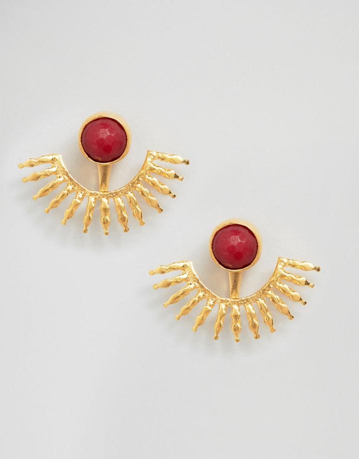 Ottoman Hands Firecracker Through & Through Earrings - Gold