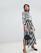 Mango Stripe Asymetric Hem Skirt - Multi