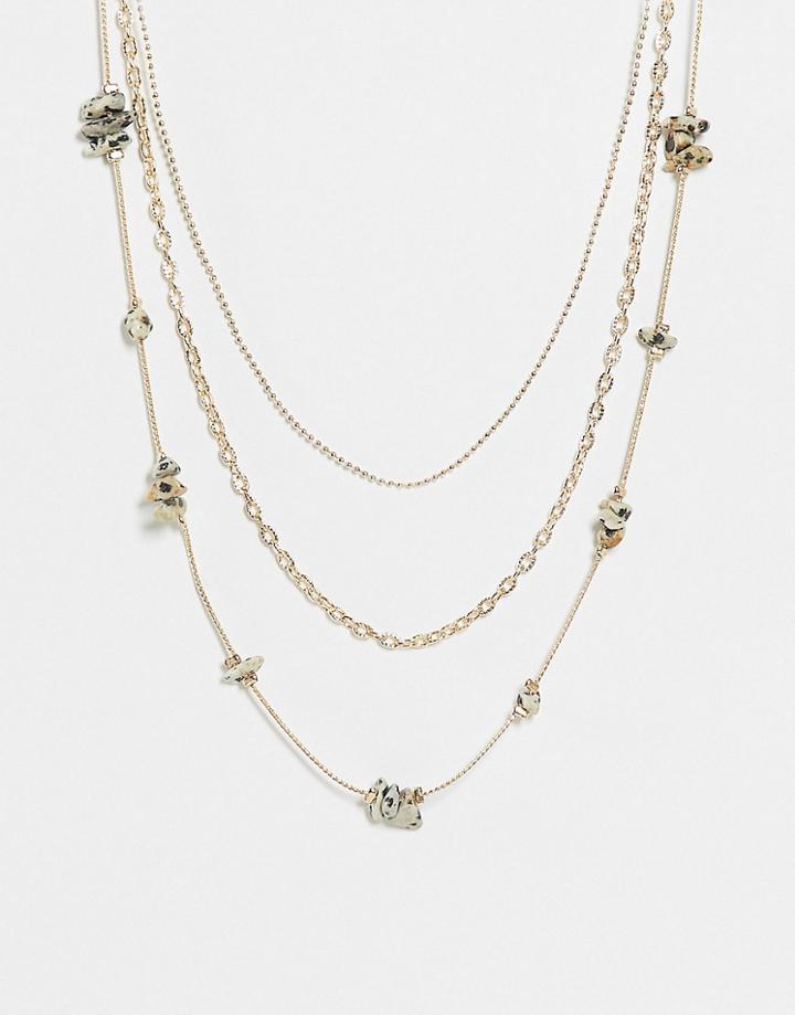 Topshop Multirow Twist Chain And Stone Necklace In Gold