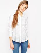 Asos Lace Insert Casual Shirt - White