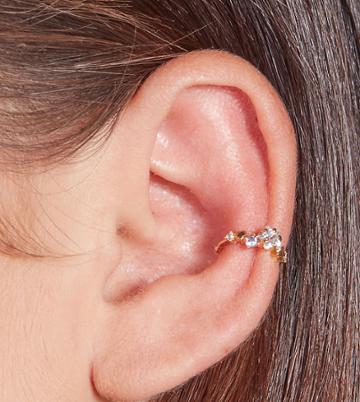 With Bling Blue Crystal Star Ear Cuff In Gold Plate