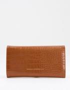 French Connection Croc Print Wallet In Tan-brown