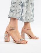 Miss Kg Shimmer Embellished Heeled Sandals - Beige