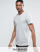 Jacamo Tall V-neck T-shirt In Gray Marl - Gray
