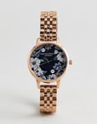 Olivia Burton Ob16bf17 Bejewelled Floral Bracelet Watch In Rose Gold - Gold