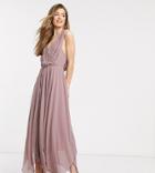 Asos Design Tall Drape Bodice Midaxi Dress Embellished-multi
