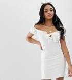 Missguided Petite Milkmaid Bodycon Dress In White - White