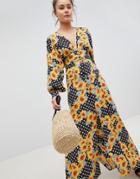 Asos Design Batwing Top Two-piece In Spot Daisy Print - Multi