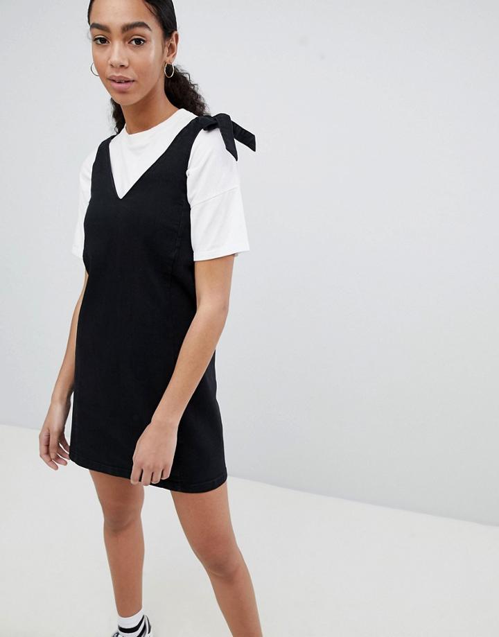 Noisy May Denim Pinafore - Black