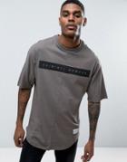 Criminal Damage Relaxed Fit T-shirt With Curved Hem - Gray