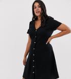 Vero Moda Curve Button Through Tea Mini Dress - Black