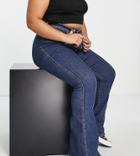 Dr Denim Plus Moxy Flared Jeans With Seam Detail In Dark Blue