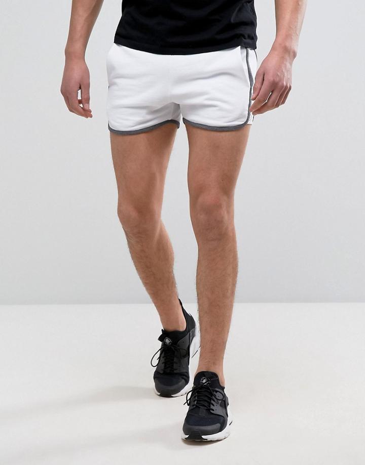 Asos Runner Shorts With Mesh In White - White