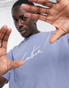 The Couture Club Relaxed Puff Print T-shirt In Blue